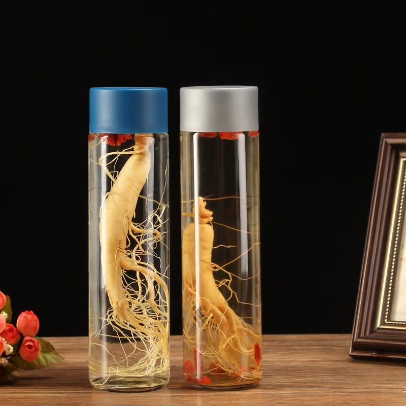 新款大口voss玻璃空杯密封冷泡茶瓶子酵素礦泉水瓶泡人參酒瓶