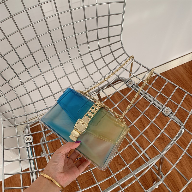 Summer 2025 new gradient jelly bag, fashionable color-blocking chain bag, crossbody single-shoulder bag, ladies' small bag undefined