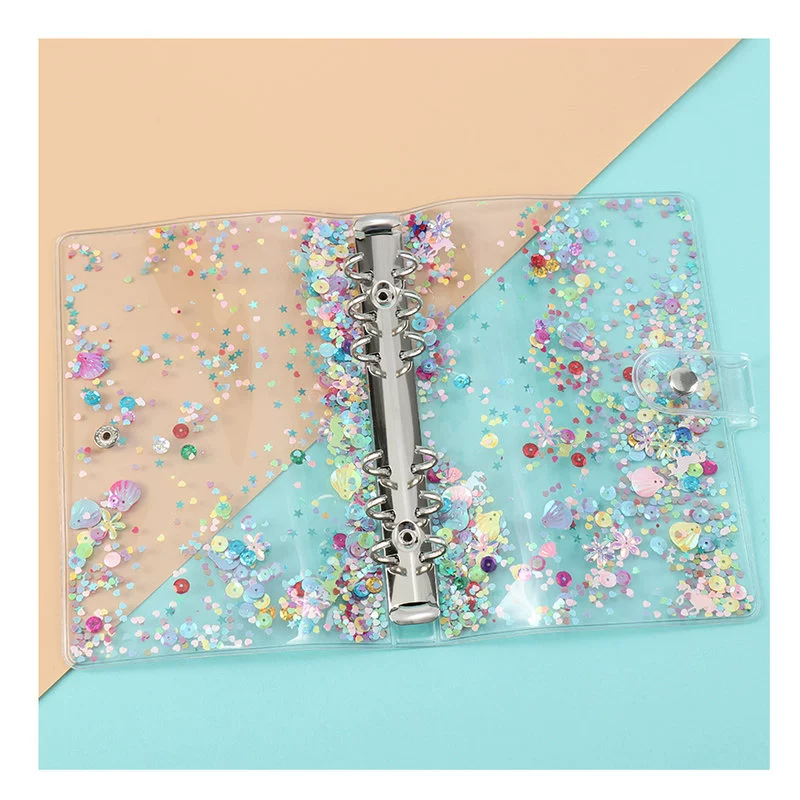 Шесть отверстий живые страницы папка A5 поток песок sequins живые страницы прозрачная обложка звезда ракушка PVC замена сердечник корпусShell