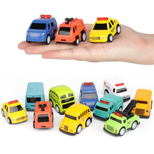 跨境兒童玩具10款Q版合金回力小汽車模型市政玩具車可配停車場景