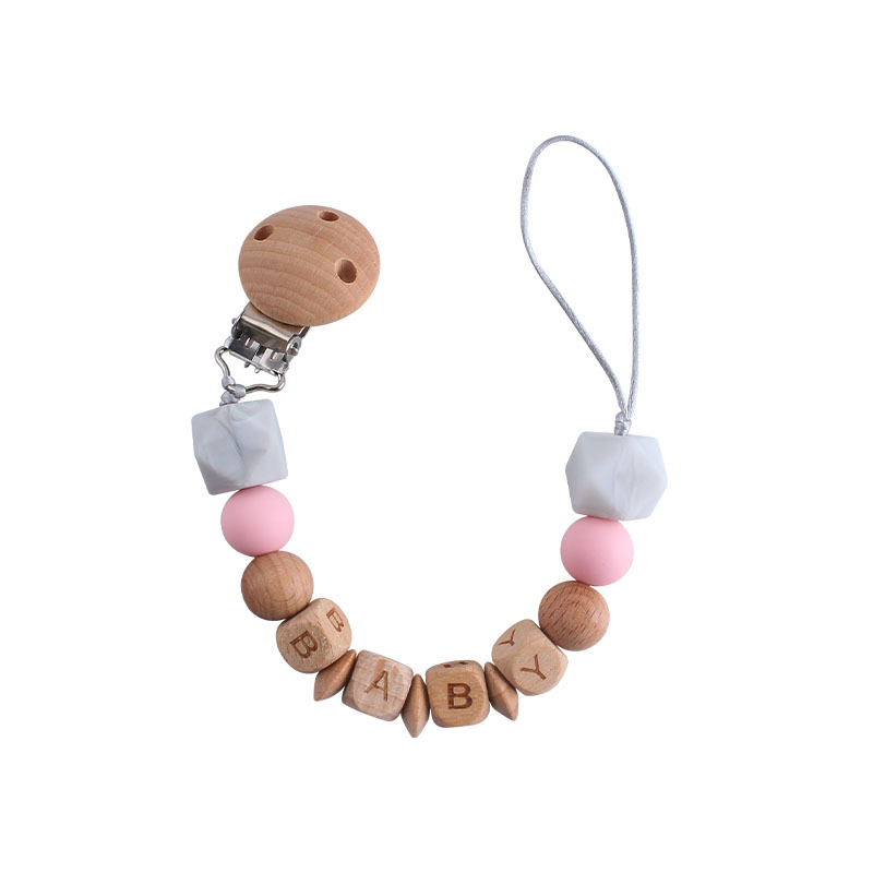 DIY creativo cuentas de silicona mordedor haya chupete clip bebé nombre chupete cadena Comercio exterior Amazon Venta caliente