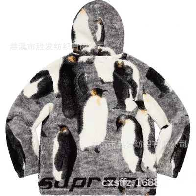 supply Supreme20FW Penguins Hooded Fleece Jacket penguin Fleece Jacket