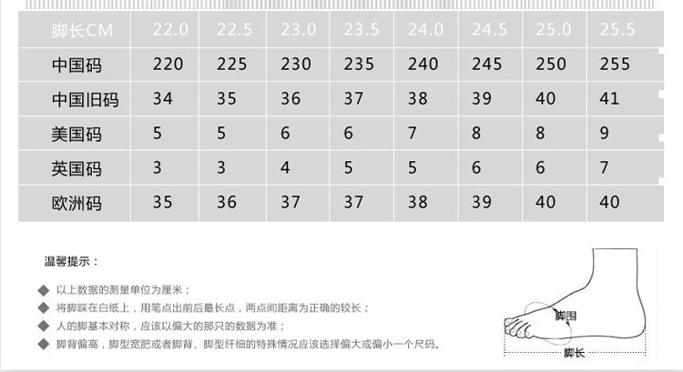 尺码表