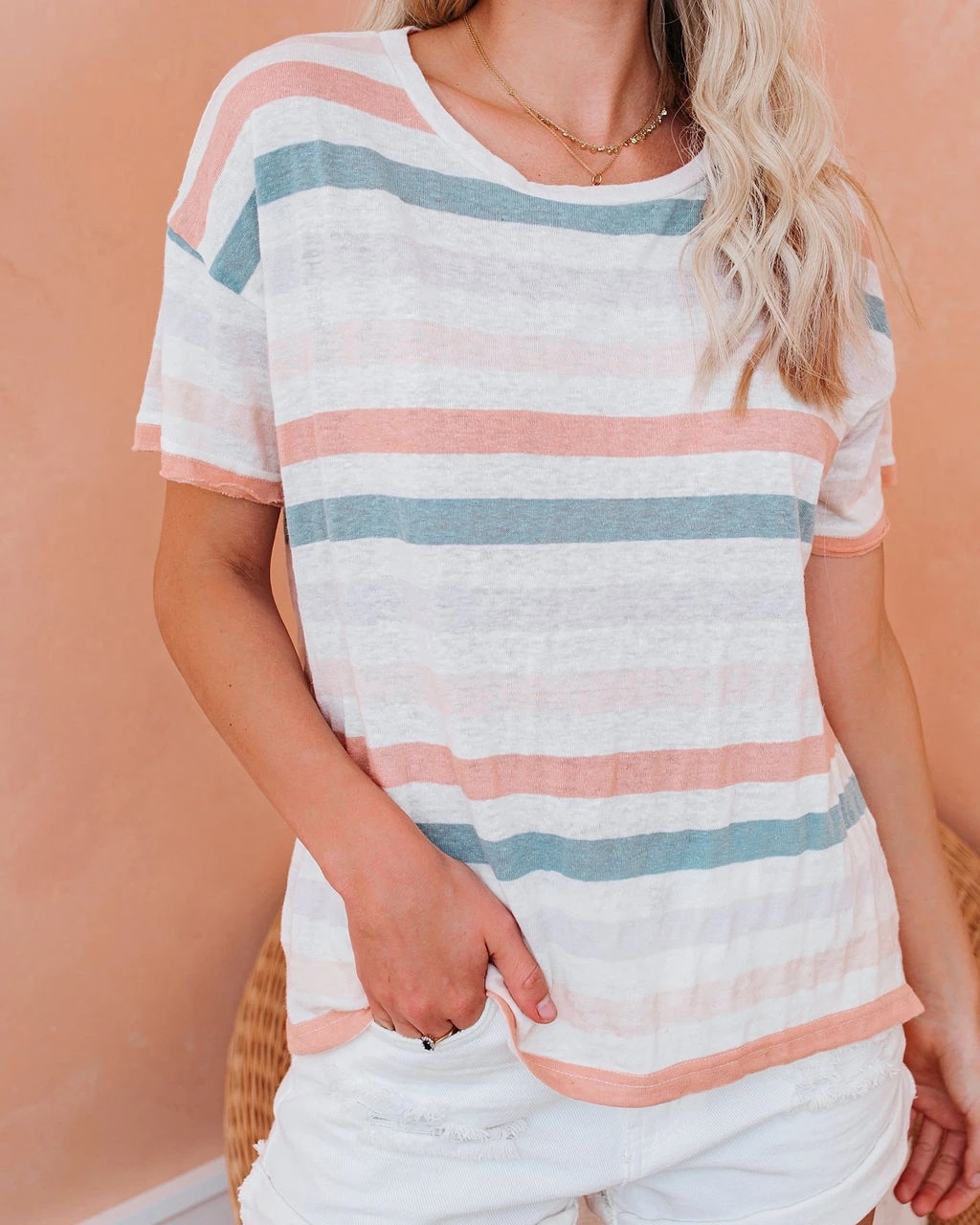 Women's T-shirt Short Sleeve T-Shirts Printing Casual Stripe display picture 6