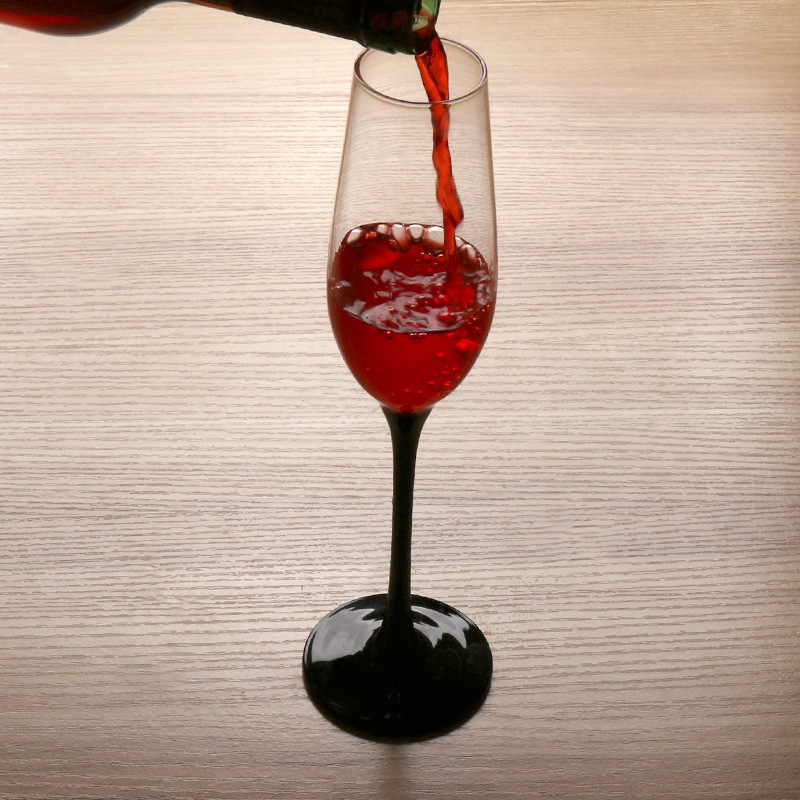 crystal black blue champagne glass