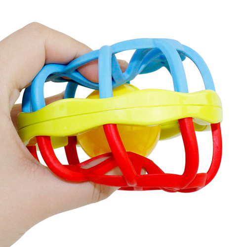 Baby's hand grabbing ball digging hole toy can chew rattle 0 to 1 year old newborn early education educational soft rubber ball baby