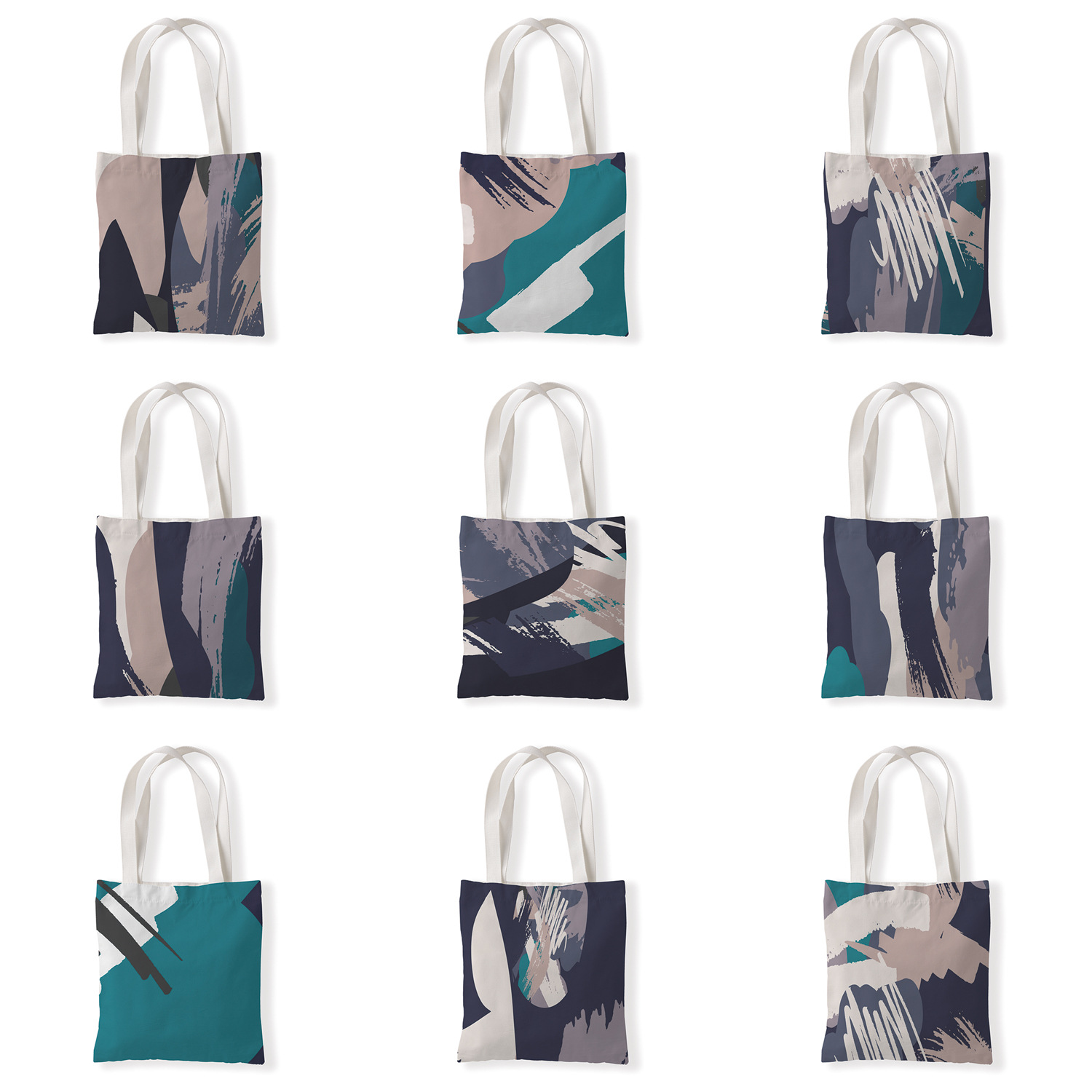 彩色图块拼接图案帆布材质袋单肩学生小手拎包零钱袋休闲百搭女包