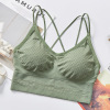 Small supporting comfortable straps, breathable sports breast pads, top with cups, Korean style, beautiful back