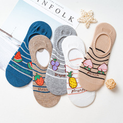 水果英文襪子條紋船襪夏季清爽隱形襪2024直批