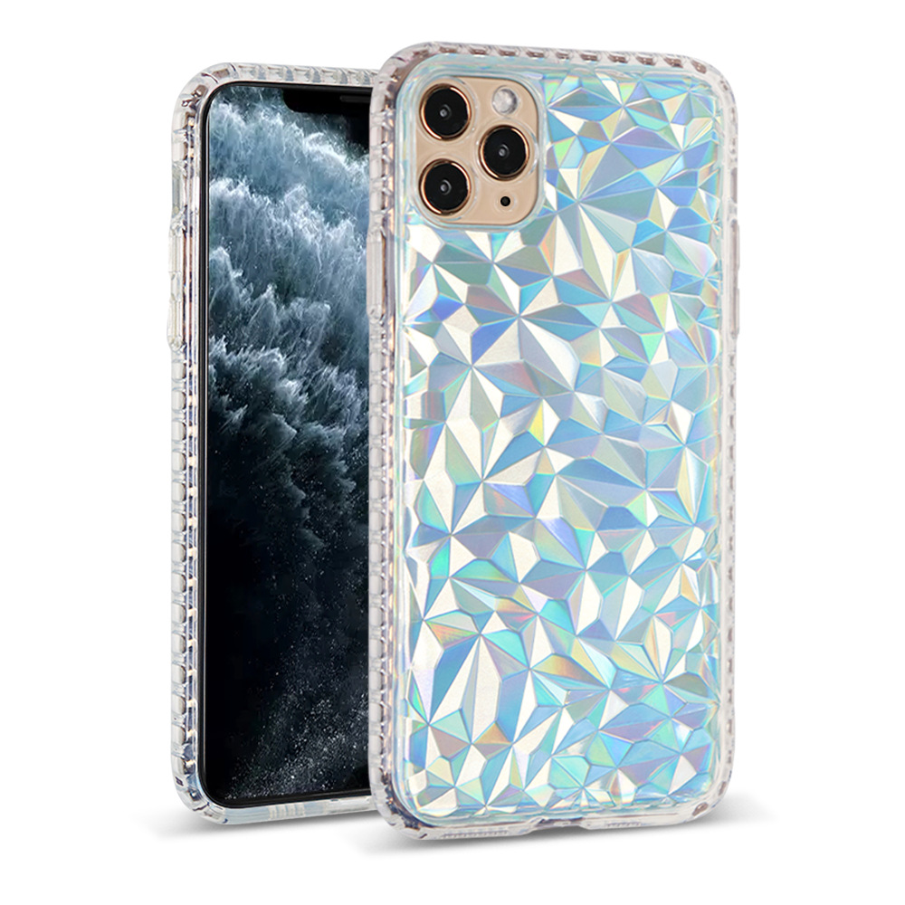 钻石纹手机壳适用iPhone14透明素材壳苹果12气囊防摔清水套XR/XS