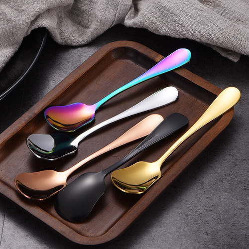 Korean stainless steel spoon creative colorful ice cream dessert spoon hotel children's coffee spoon household spoon tableware