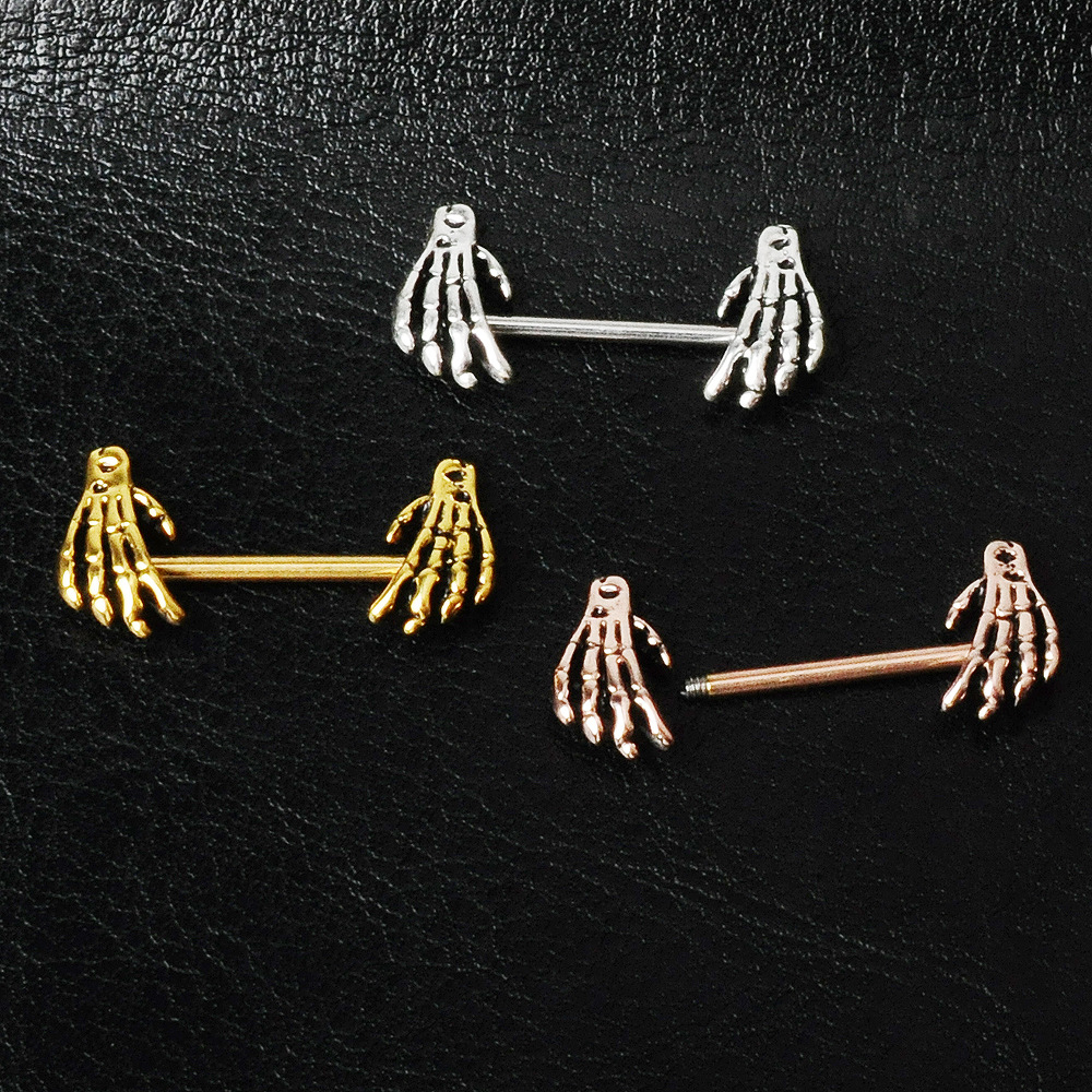Fashion electroplating skull hands copper nails stainless steel piercing jewelry