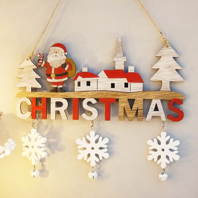 圣诞装饰品 创意圣诞挂件 居家餐厅圣诞木制工艺品门挂 圣诞礼物