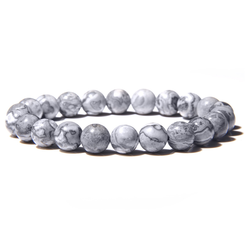 thumbnail image 1 of Amazon etsy cross-border hot style 8mm natural rayado ágata piedra cuentas perforadas pulsera hombre mapa uno, 1 of 2