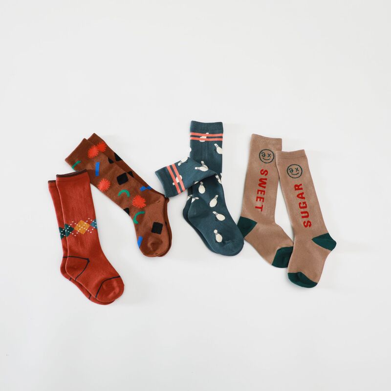 W20Aw-0045 Mid-Calf Socks - Multi-Element/2025 Korean Retro Children's Ins Style Mid-Calf Socks with Smiley Face Design