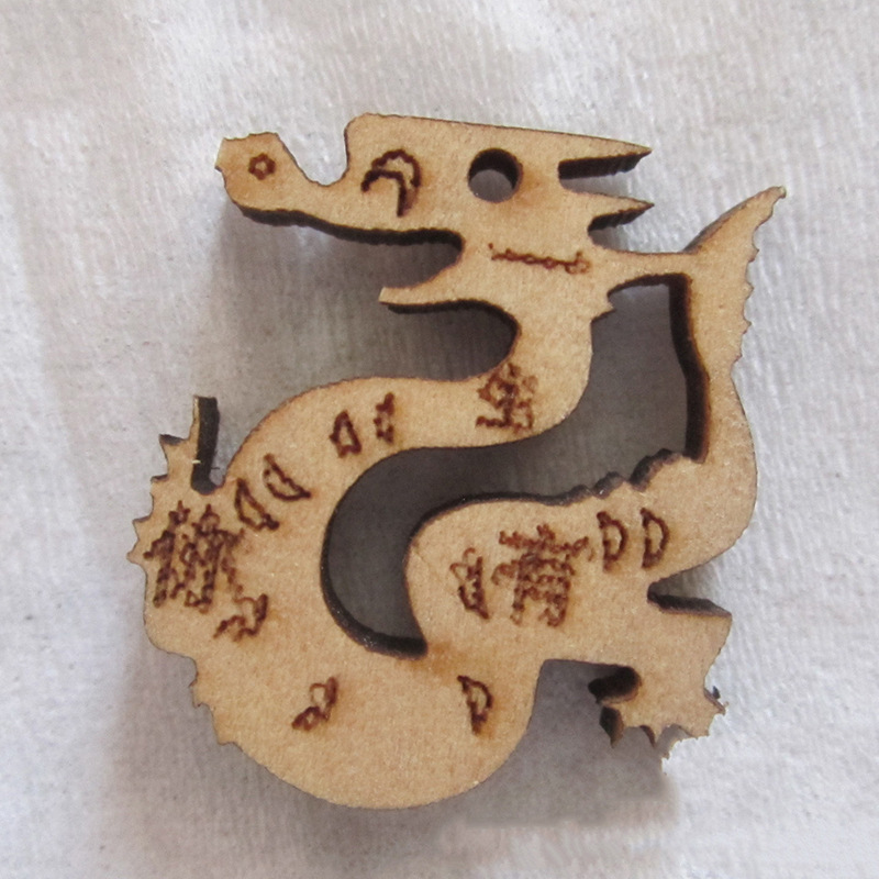 Creative wooden zodiac animal figurines, laser-engraved in natural wood color, wooden ornaments and pendants.