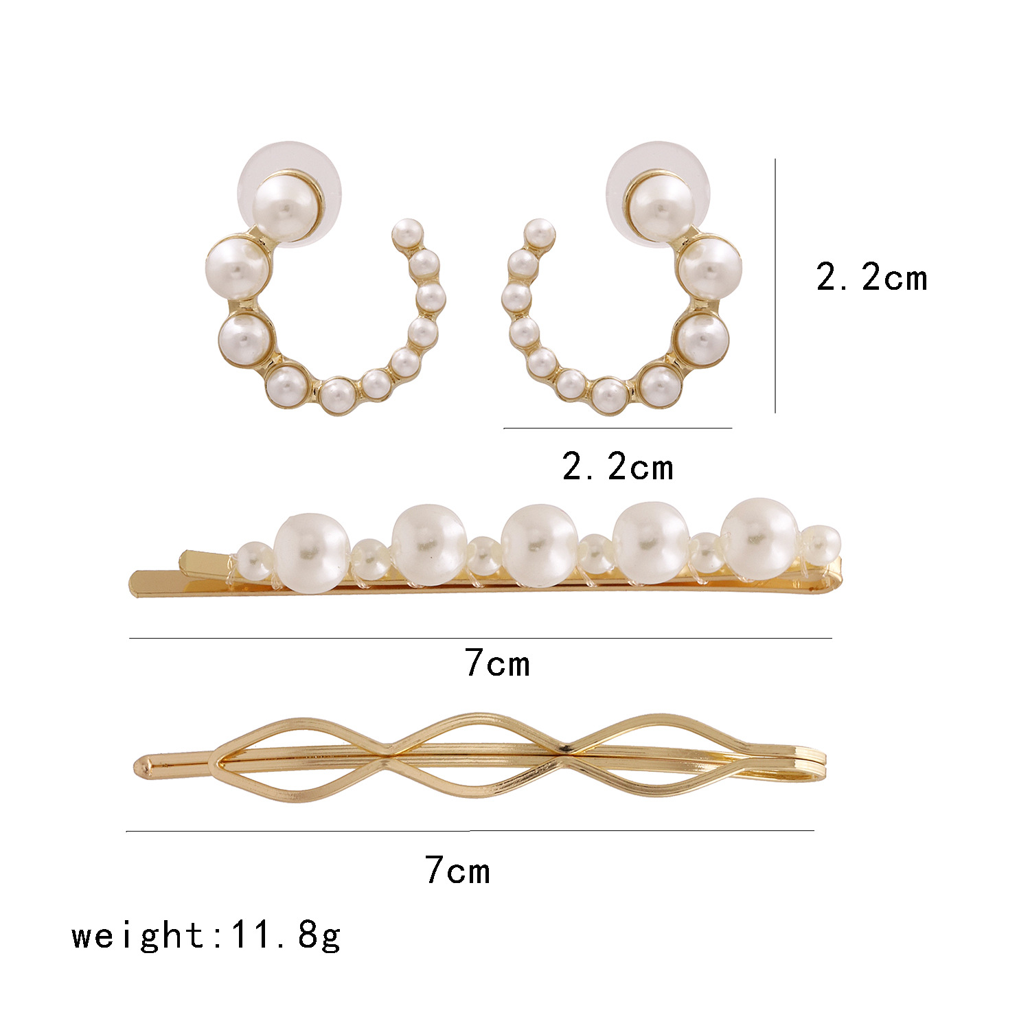 60275 Europäischer Und Amerikanischer Ozean Wind Haars Pange Set Perlen One-word-clip C-förmige Perlen Ohrringe Und Ohrringe Großhandel display picture 1