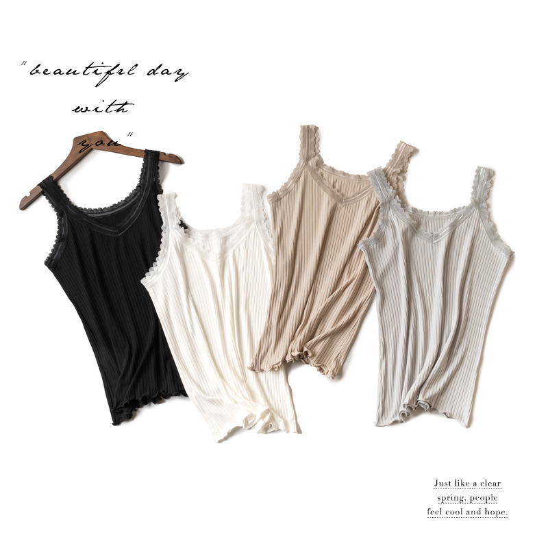 Modal Lace Vest Sling Women's New Fine Thread Sleeveless Underwear High Elastic Breathable Silky Base Shirt