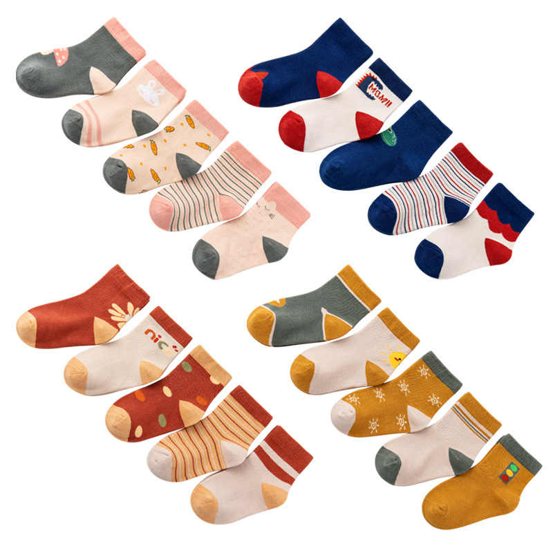 Autumn winter combed cotton three-dimensional cartoon boys' and girls' socks infants' and young children's socks five pairs of socks