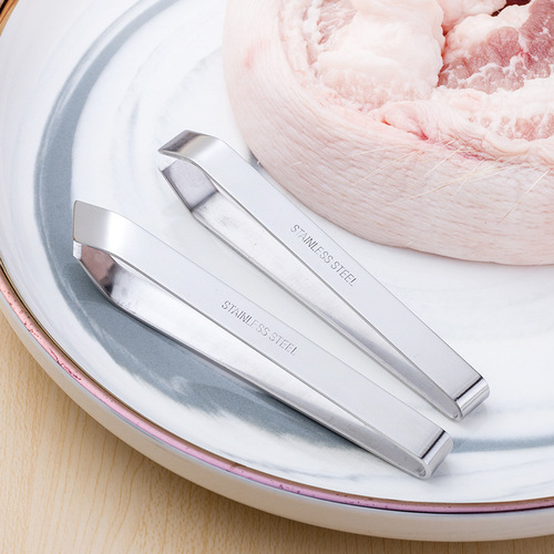 Factory-direct stainless steel pig hair clip, hair-plucking clip, fishbone-style kitchen tool, angled design, durable chicken feather clip