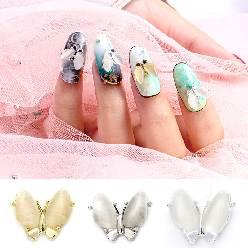 Three dimensional Amber Stone butterfly manicure diamond super flash DIY  Nail diamond alloy nail jewelry