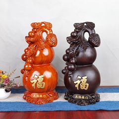大小號葫蘆擺件花梨五福臨門木雕創意家居新中式木質文玩禮品批發