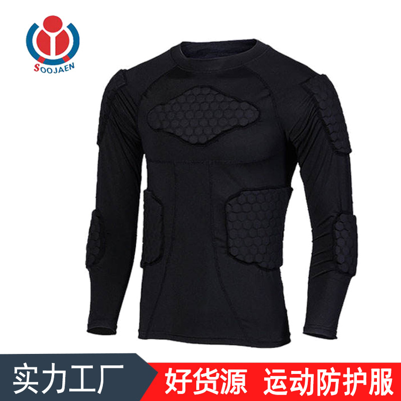 Amazon Anti collision Honeycomb Tight fitting Fitness clothing motion pro Quick drying Anti collision Basketball train Tight fitting Anti collision Long sleeve