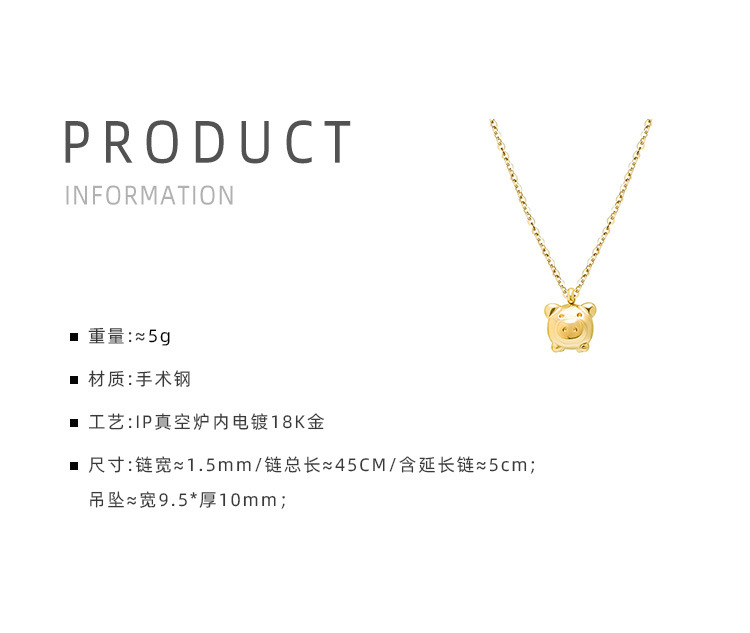 Happy Piggy Clavicle Necklace Gold Clavicle Necklace Wholesale Nihaojewelry display picture 1