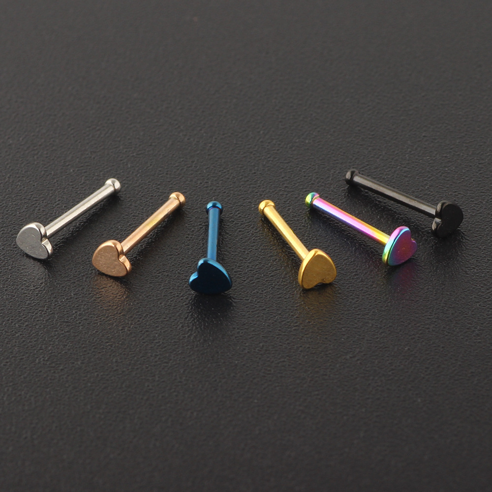Rose Gold Bear Geometric Nose Stud 316L Surgical Steel Straight Curved Nose Ring Earring detail image 10