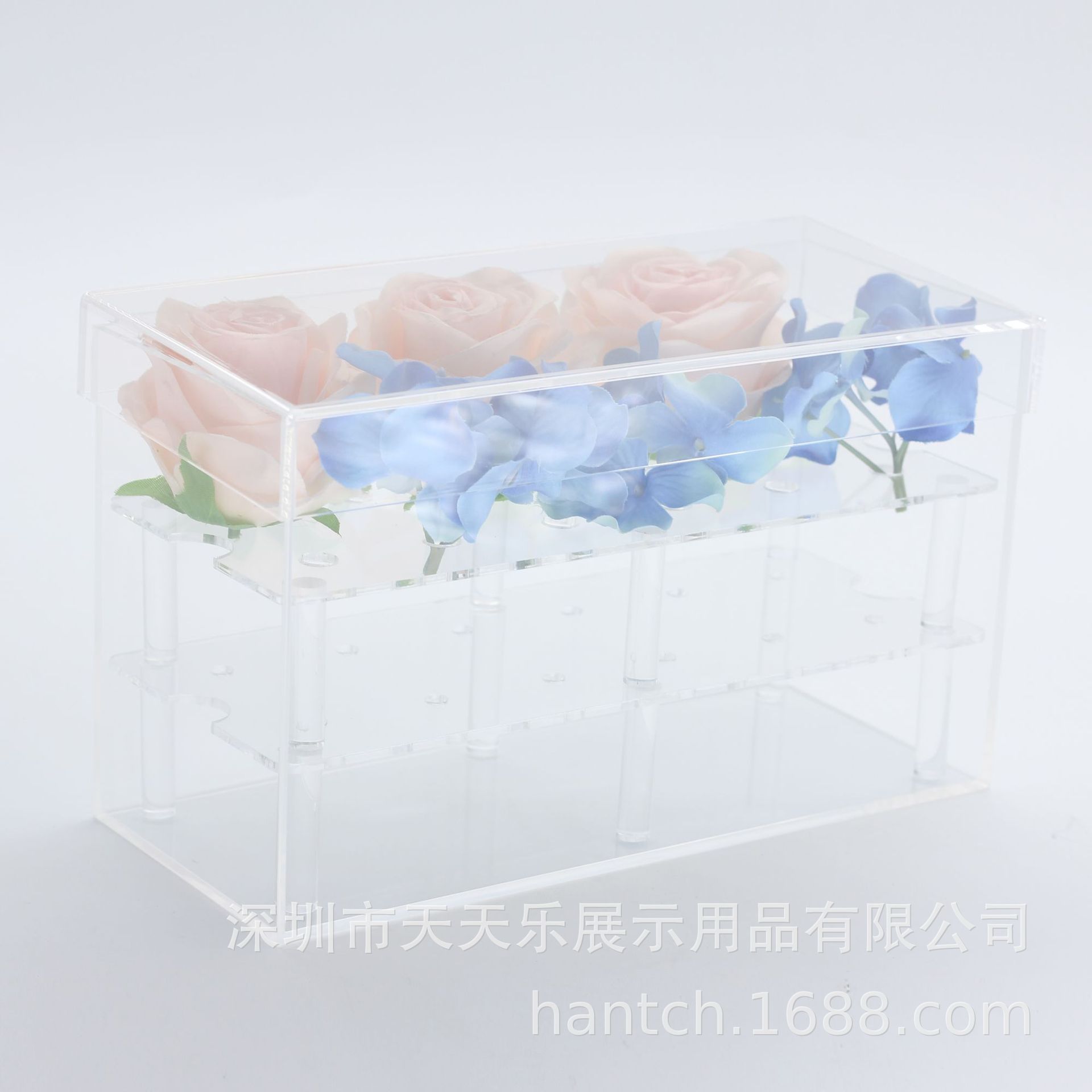 12支鲜花盒 亚克力鲜花盒子 透明水晶鲜花架 情人节鲜花包装盒