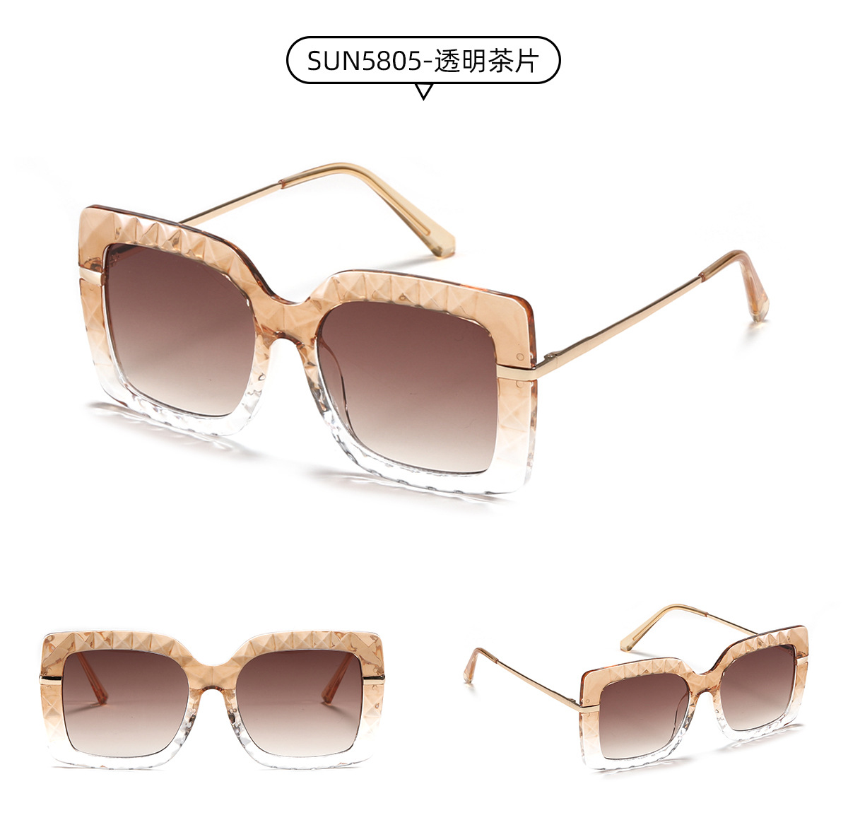 Trend New Frame Big Frame Wave Pattern Sunglasses display picture 6