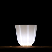 象牙白玲珑杯小葵口杯德化白瓷品茗杯主人杯子陶瓷小单杯茶杯