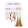 Earrings from pearl with tassels, acrylic set, European style