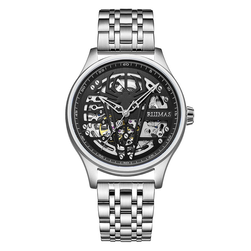 跨境瑞马仕RUIMAS机械表全自动镂空时尚商务休闲男士手表真皮表带