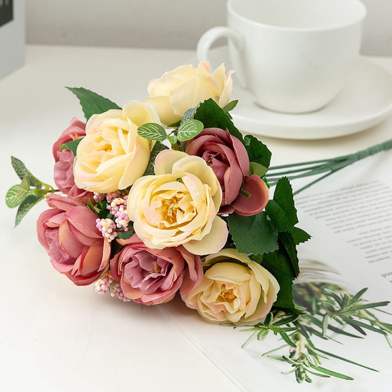 Vente En Gros Simulation Rose Bouquet De Mariage Fleurs display picture 3