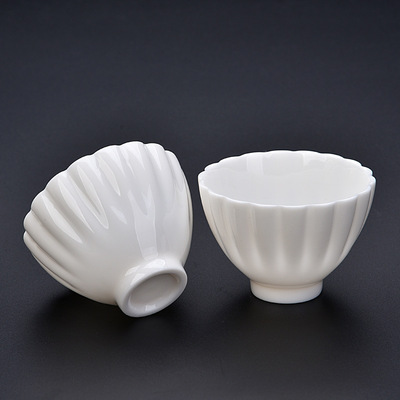 高岭土白瓷功夫茶杯套装家用小品茗杯羊脂玉陶瓷茶具主人杯单