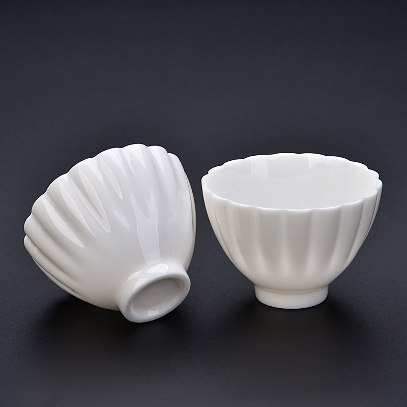 高岭土白瓷功夫茶杯套装家用小品茗杯羊脂玉陶瓷茶具主人杯单