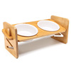 Pet bowl shelf cat bowl shelf bamboo can adjust pet bowl shelf with 2 ceramic bowl cats and dogs can be used for pet table