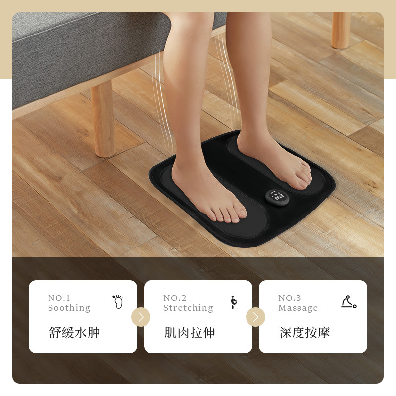 Alfombrilla de masaje de pies inteligente EMS, masajeador eléctrico de vibración para pies, instrumento de pulso para pies, control remoto inalámbrico