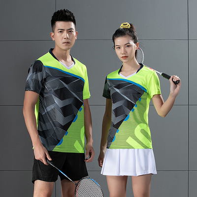 跨境網球服運動的套裝男女同款速幹短袖運動服羽毛球服裝定制印字
