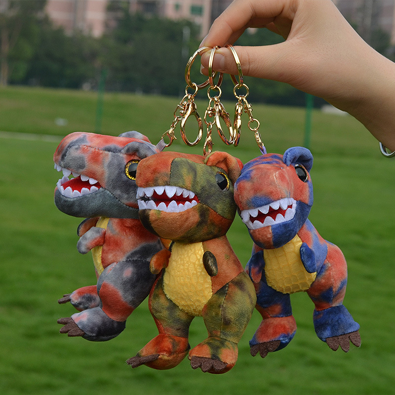 AYZ染花恐龍霸王龍ins潮流包包飾品騎行服裝皮匙扣毛絨挂件玩具