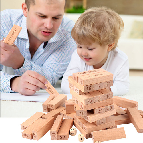 Cross-border wooden children's toys small building blocks Jenga parent-child game adult barrel Jenga tabletop game