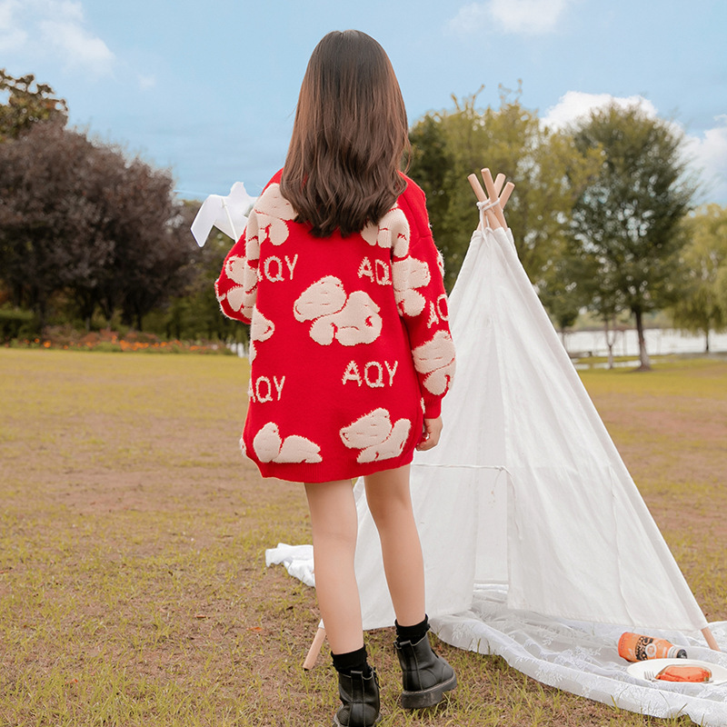 女童毛衣外套2020年春秋季新款中大童装洋气女孩中长款针织开衫潮|ms