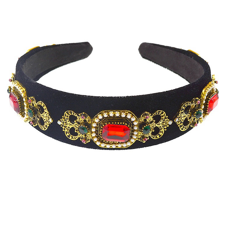 New Fashion Rhinestone Pearl Headband Wide-edged Velvet Non-slip Cheap Headband Wholesale display picture 15