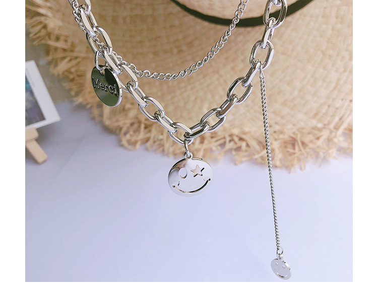 时尚酷女冷淡风INS欧美笑脸十字架钩子ins风潮人个性多层秋冬毛衣详情图7