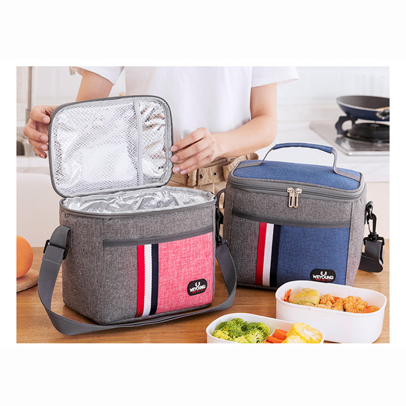Manufactor aluminum foil Lunch bag thickening Ice pack customized portable Cooler bag stripe Bento bag Picnic Insulation package