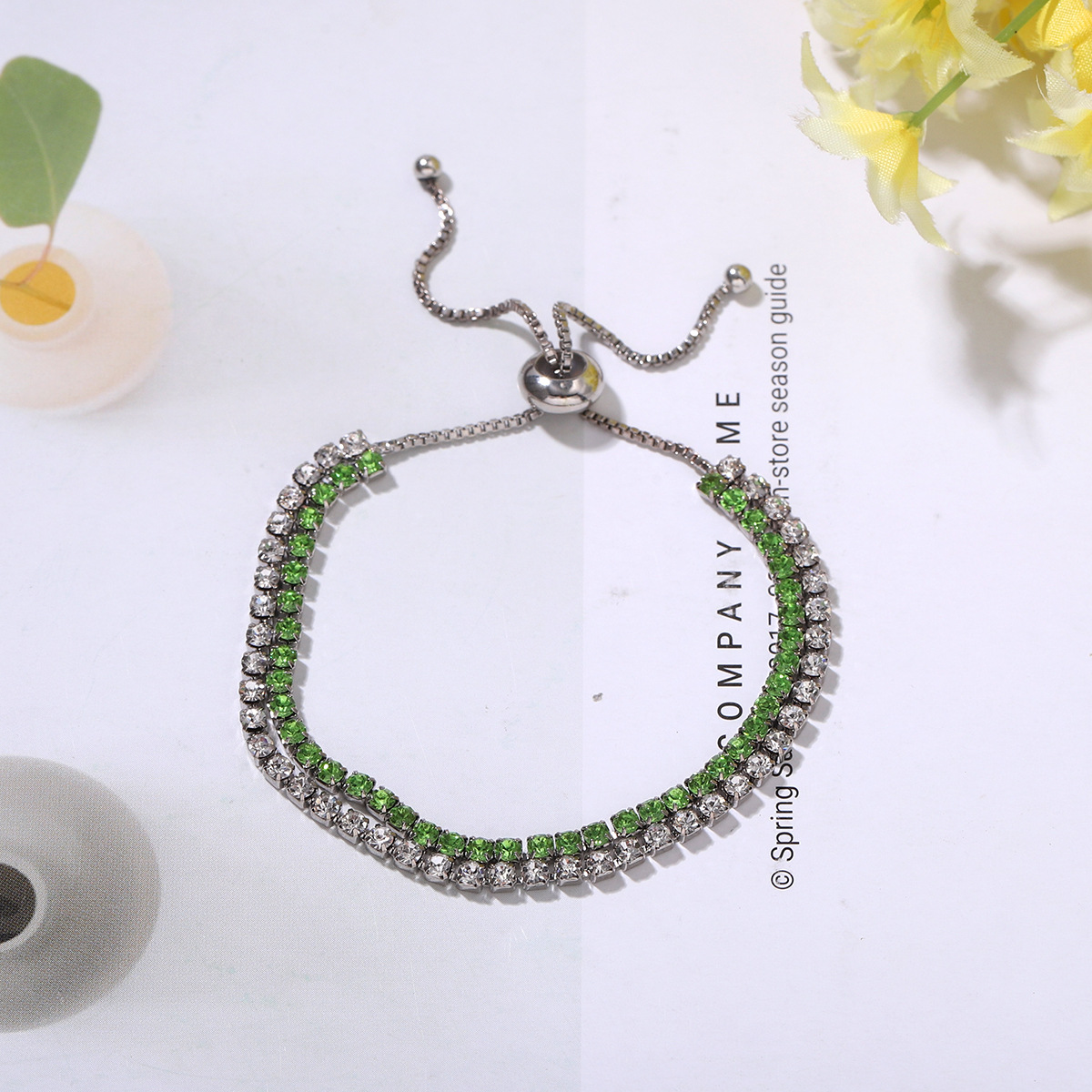 Simple And Stylish Double-layer Two-color Mixed Push-pull Copper Inlaid Hao Bracelet Full Of Frosty Wind Bracelet Wholesale Nihaojewelry display picture 6