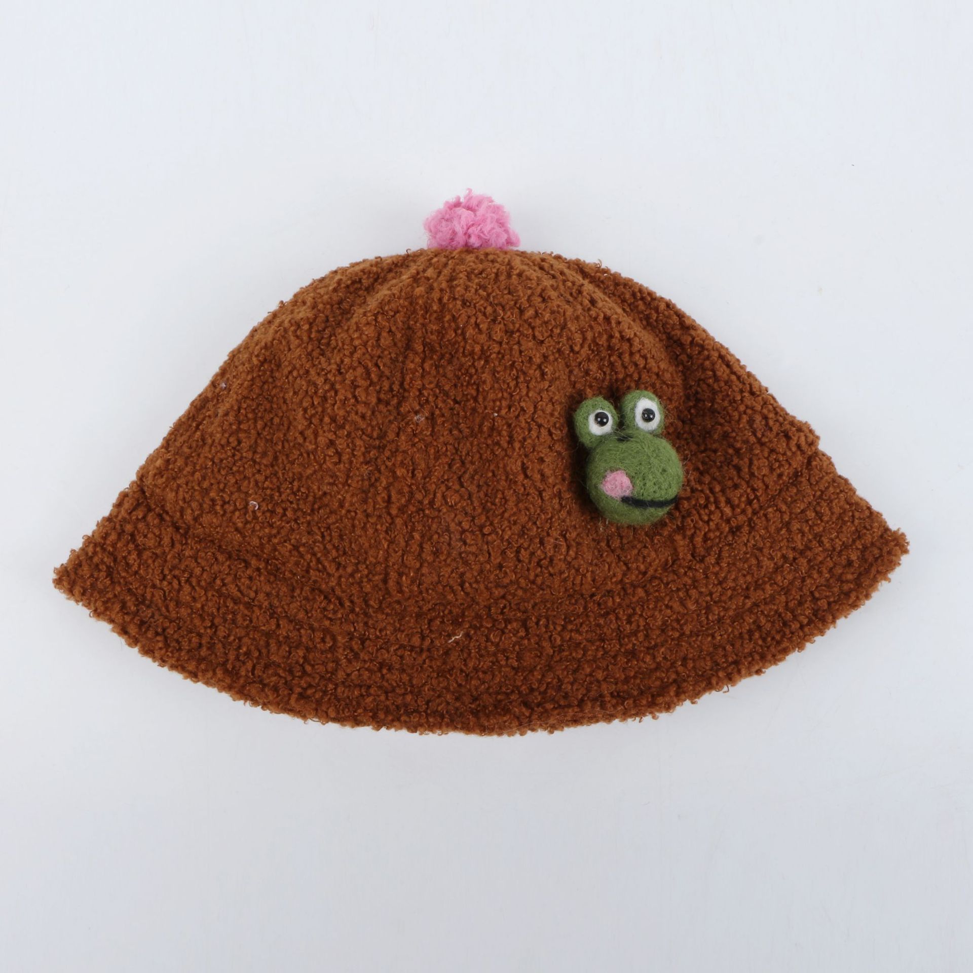 Frog Plush Fisherman Hat New Solid Color Warm Basin Hat Baby Hat Korean Baby Basin Hat Wholesale display picture 7