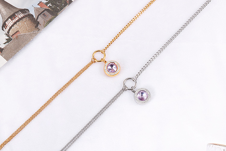 new fashion golden crystal glass diamonds earrings necklace stainless steel set wholesale nihaojewel