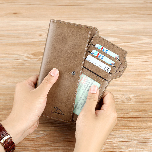 Bodi Kangaroo Wallet Men's Leather Wallet Long Men Wallet Handbag Large Capacity Q002 Cross-Border Foreign Trade